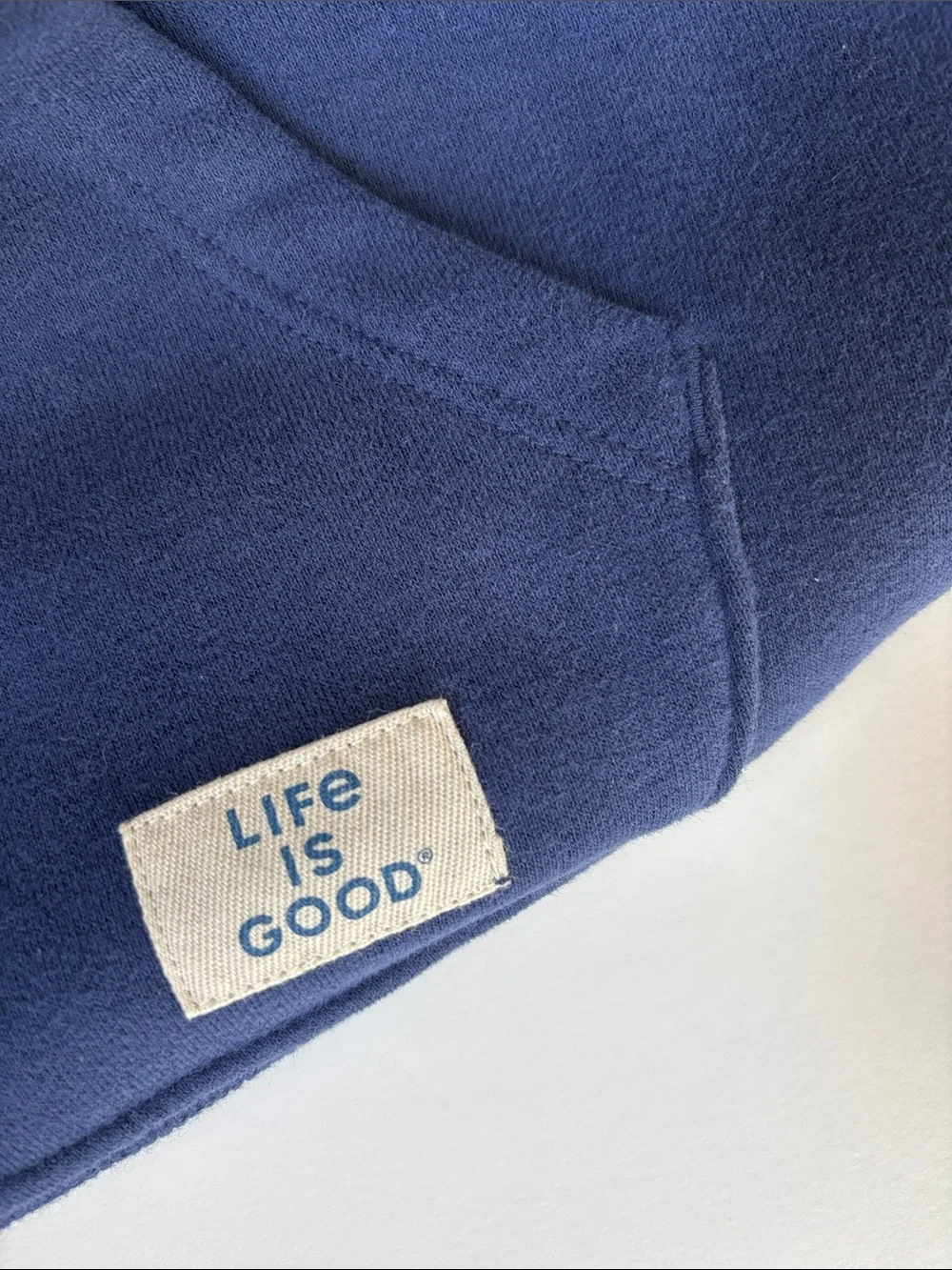 Rare Life Is Good Mickey Mouse Hoodie‎ Sweatshirt Navy Blue Women’s Medium NEW